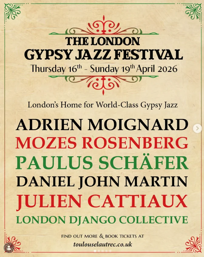 London Gypsy Jazz Festival 2026 at Toulouse Lautrec