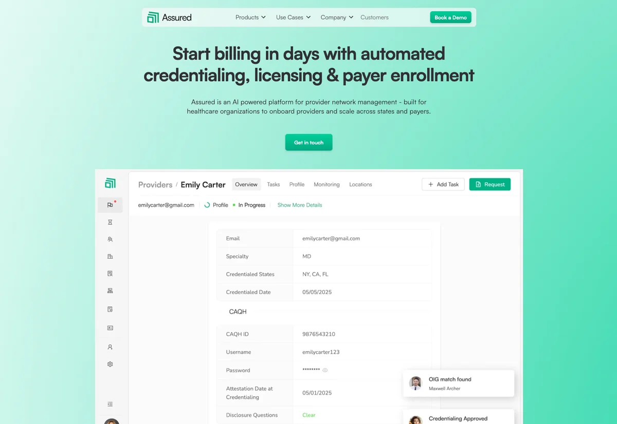 Assured Raises $19M to Replace Manual Credentialing with Autonomous AI Agents