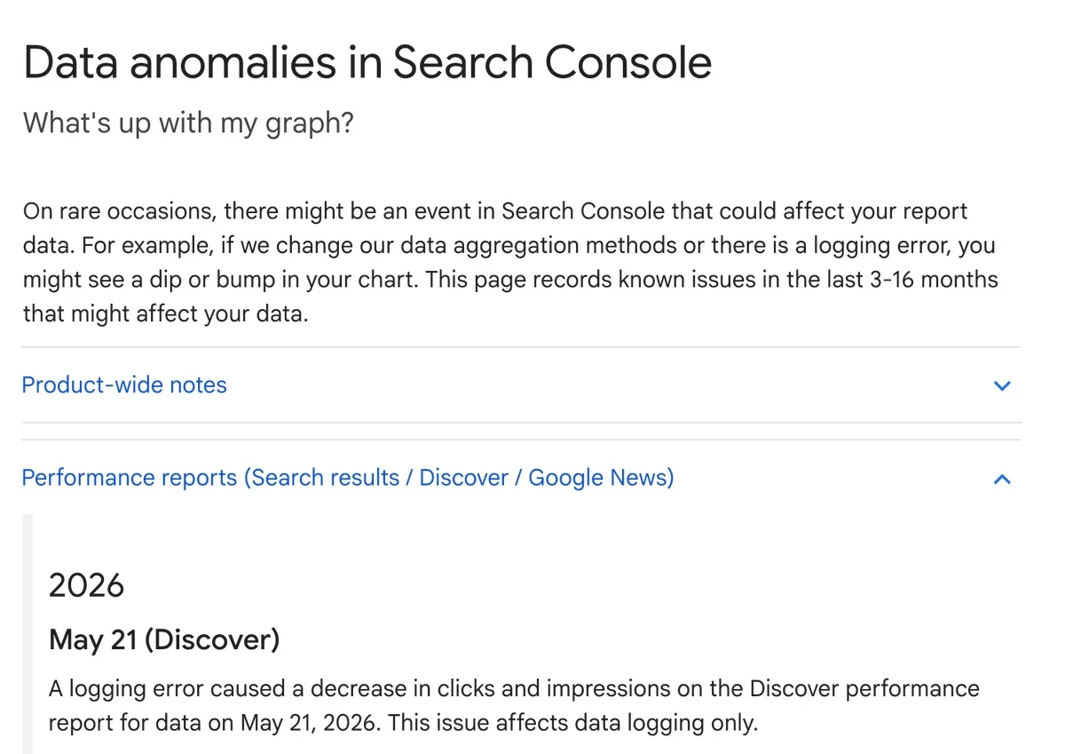Google Search Console Bug Skews Discover Clicks Data