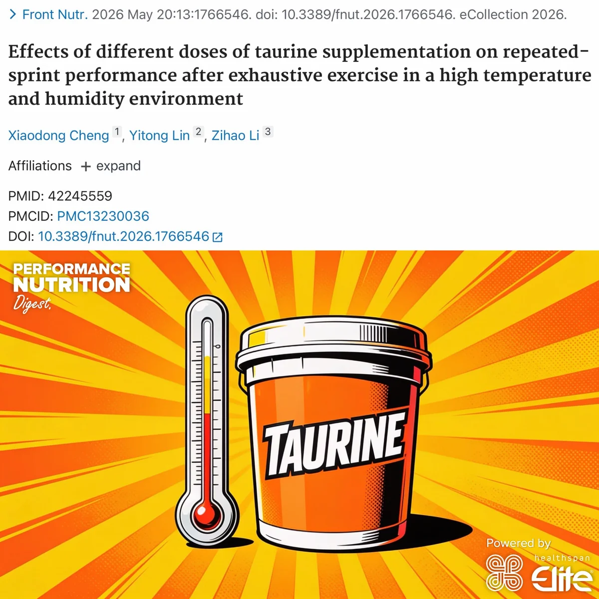 Taurine Boosts Heat‑stress Endurance and Sprint Performance