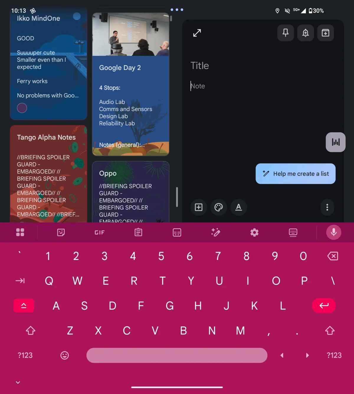 Gboard Looks Denser on Razr Fold Than Other Devices