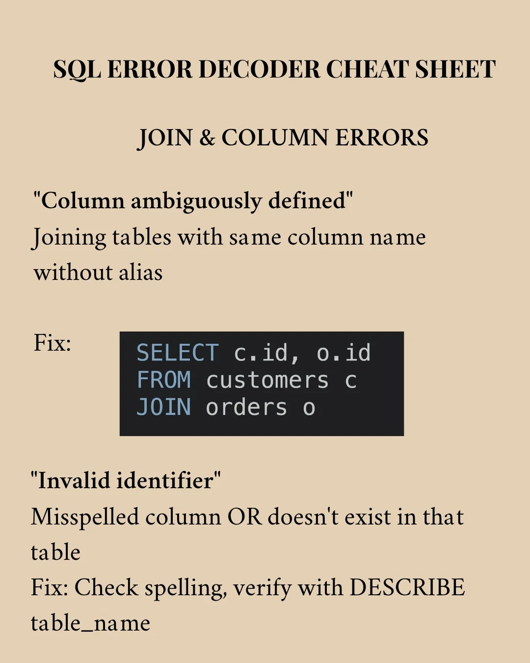 Decode Common SQL Errors and Their Real Fixes