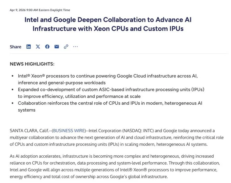 Intel and Google Team up for Next‑gen AI Cloud Infrastructure