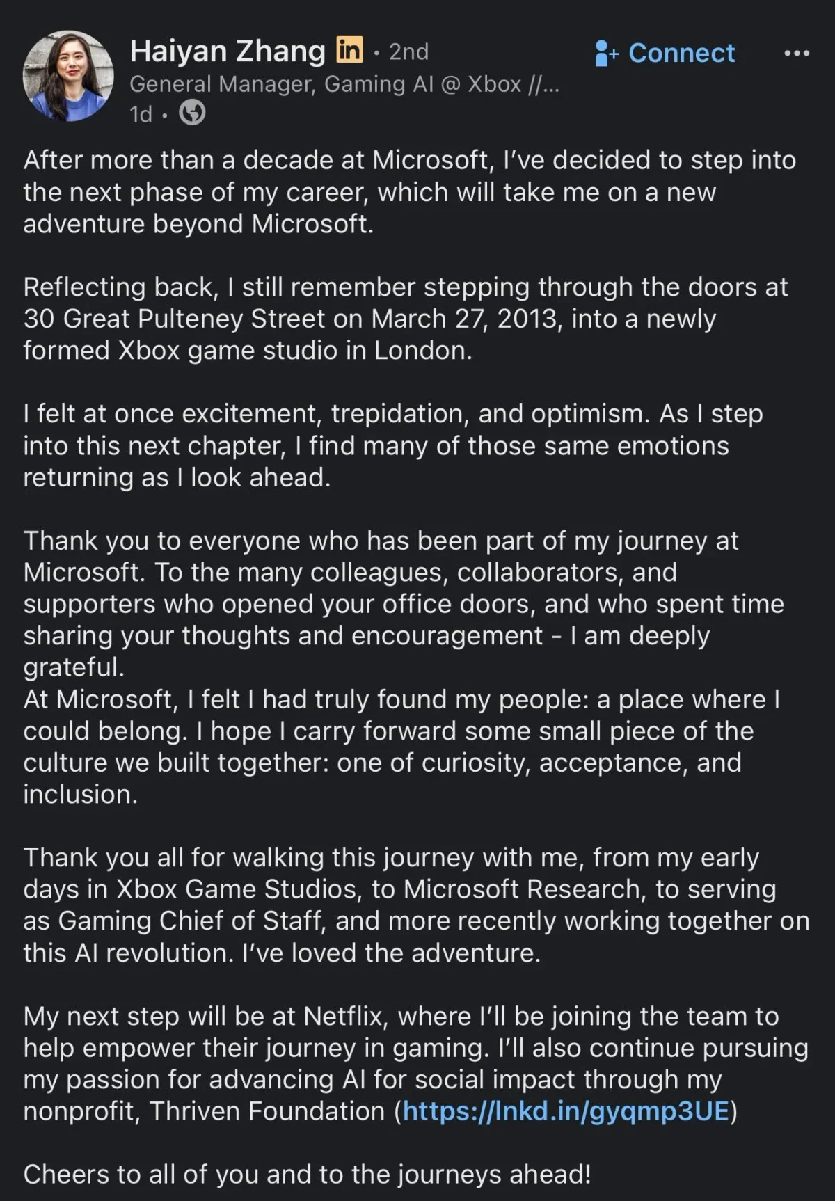 Xbox AI GM Haiyan Zhang Moves to Netflix Gaming