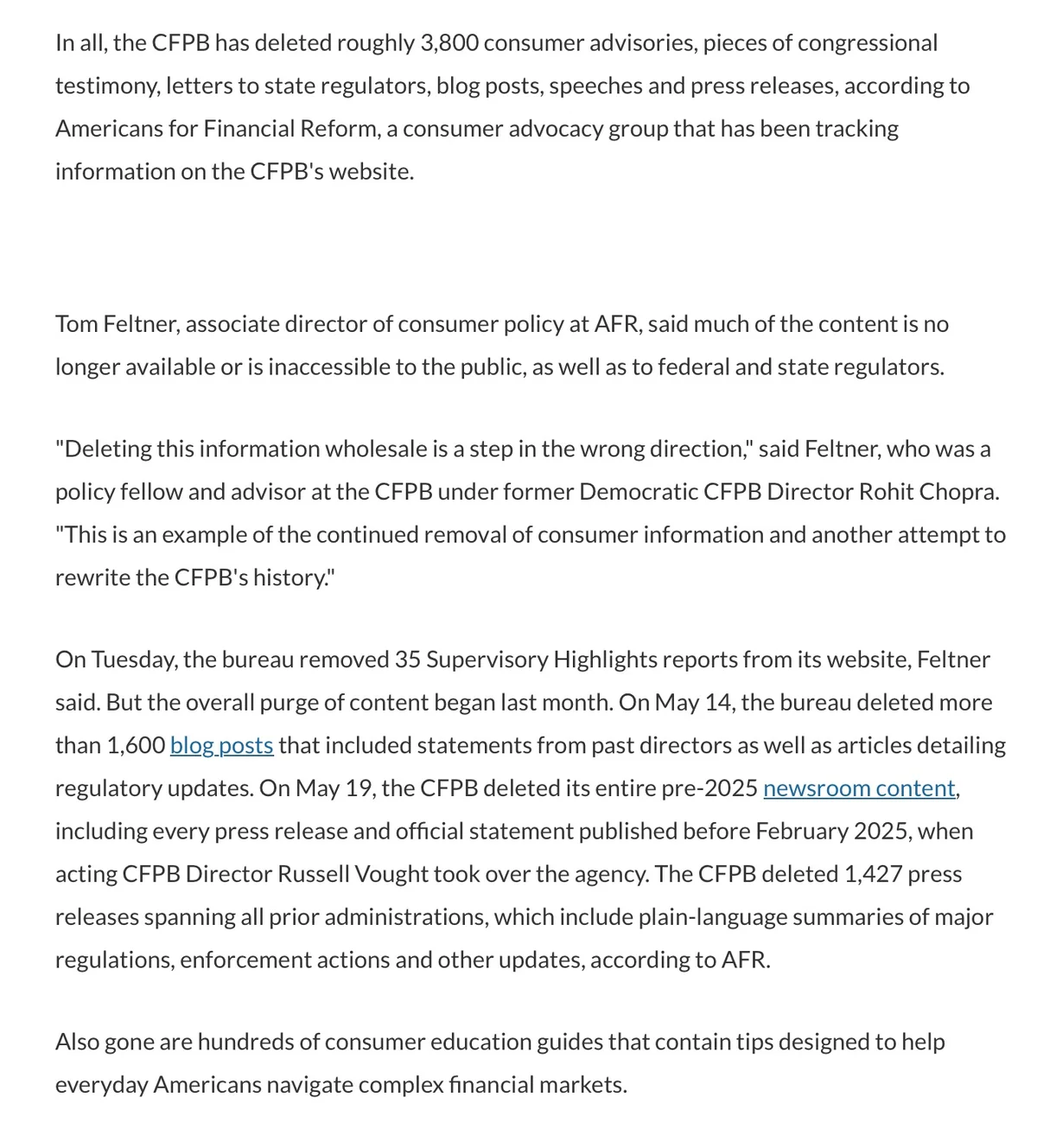 CFPB Purges Crucial Consumer Data, Raising Transparency Concerns
