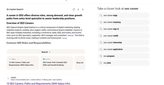 Bing Experiments with Fewer Clickable Links in Copilot