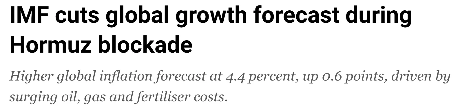 IMF Slashes Growth Outlook to 3.1% Amid Hormuz Blockade
