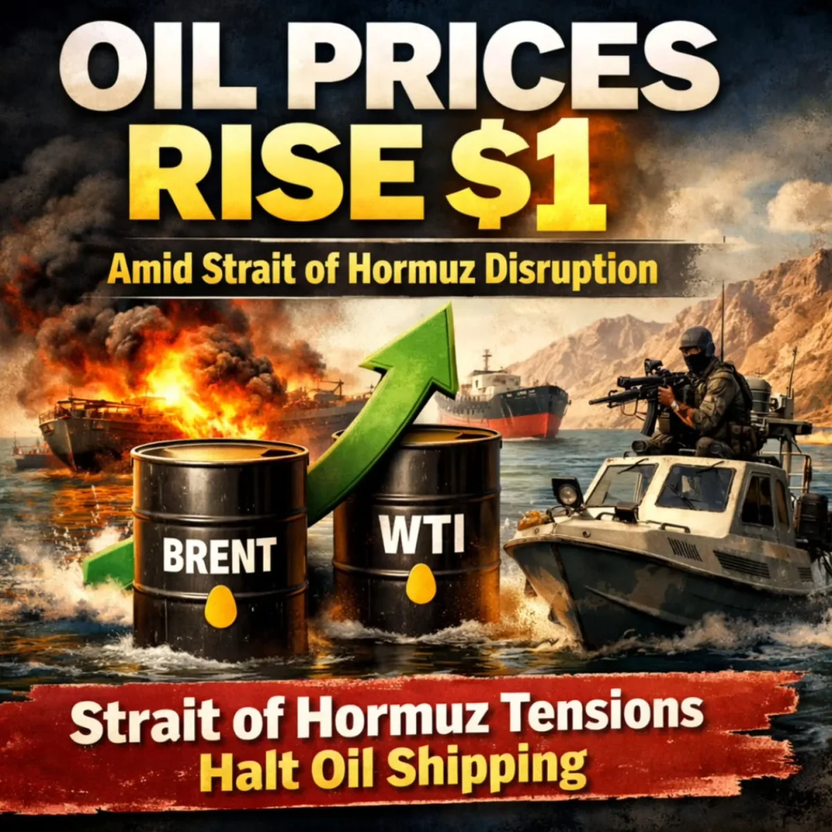 Oil Prices Jump $1 as Hormuz Traffic Stalls