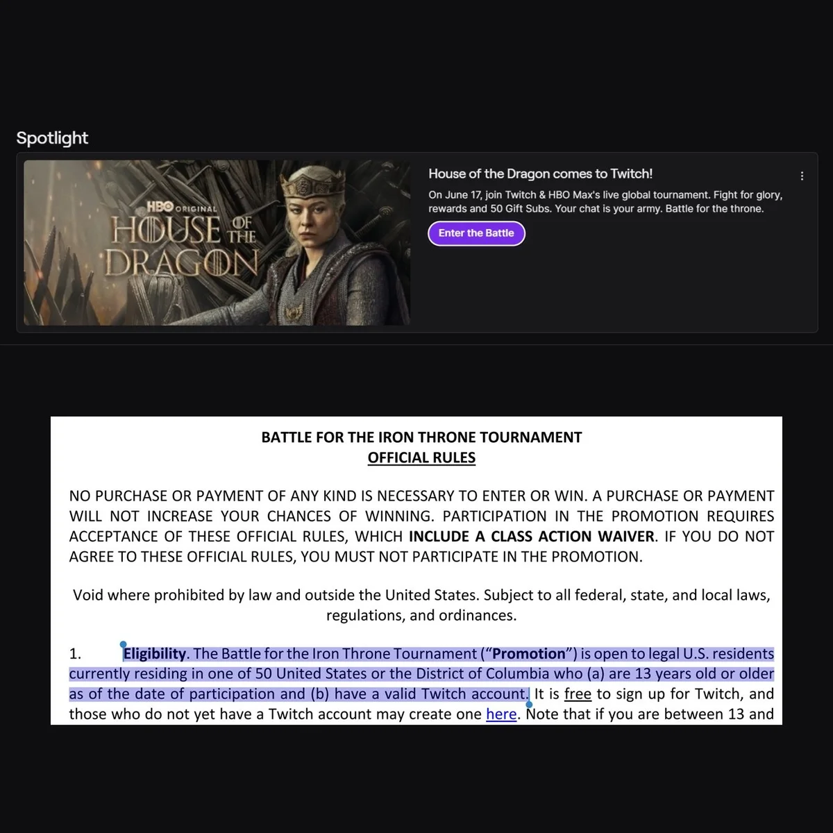 Twitch's House of Dragon Event Limited to USA Only