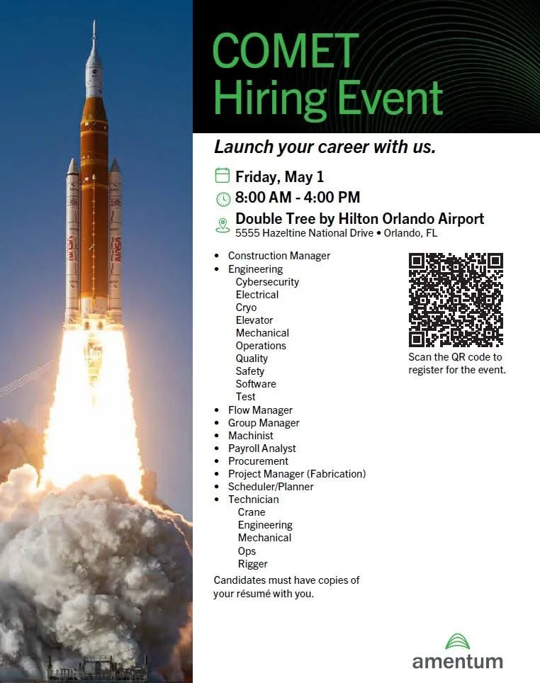 NASA Contractor Hiring Event in Central Florida Friday