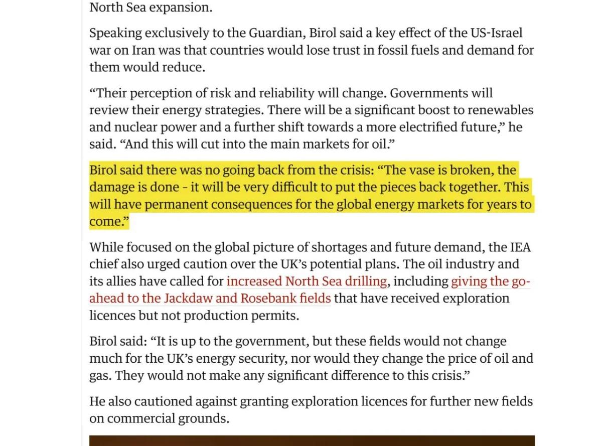 IEA Chief Warns Permanent Fallout From Second Fossil Fuel Crisis