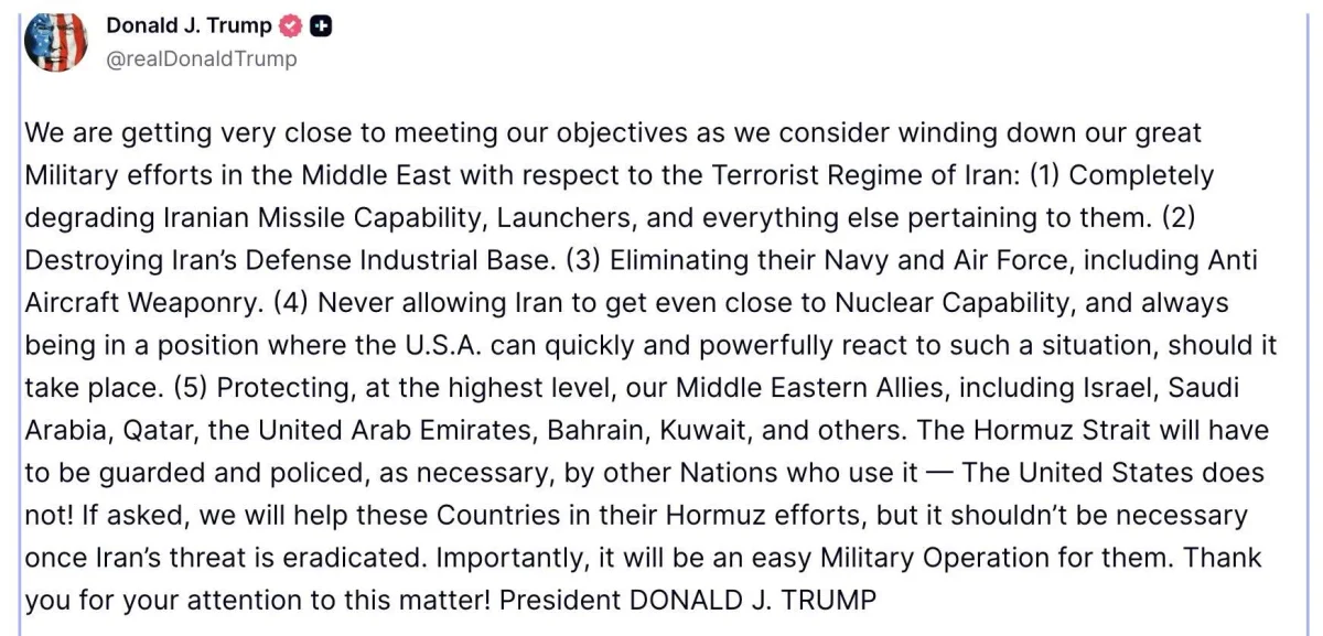 Trump Claims Iran War Nearing End, $200B Aid Unnecessary