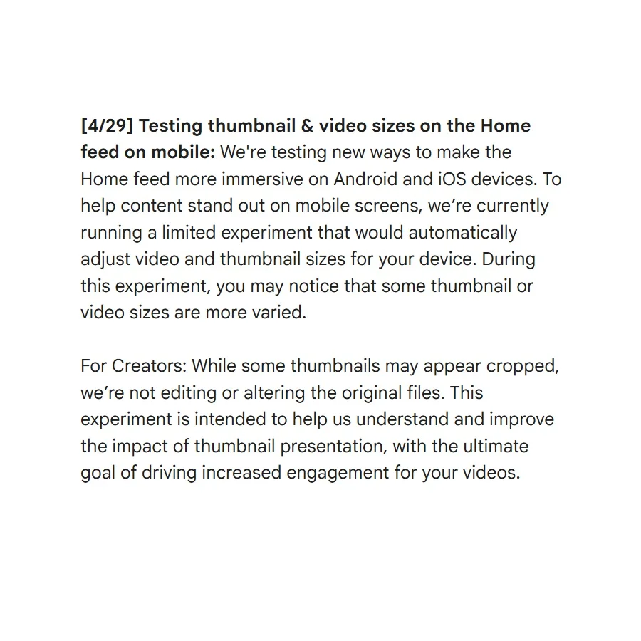 YouTube's Mobile Test May Crop Your Thumbnails