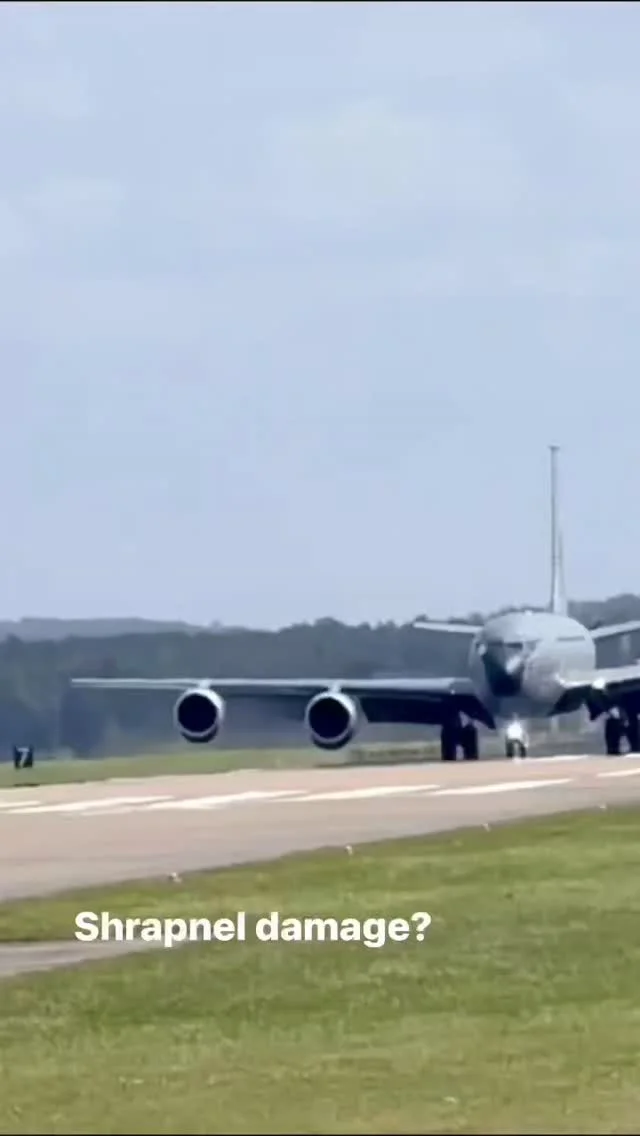Damaged KC-135 Arrives at RAF Mildenhall for Repairs