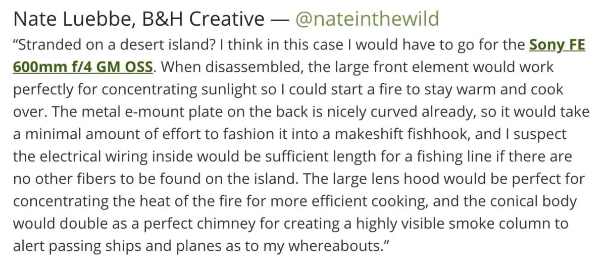 Serious Choice: My One Must-Have Lens on a Desert Island