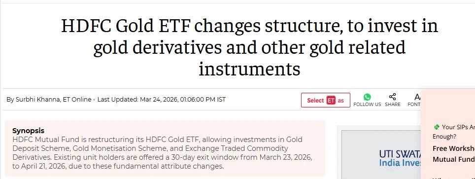 HDFC's Structural Change Alters Indian Gold ETF Landscape