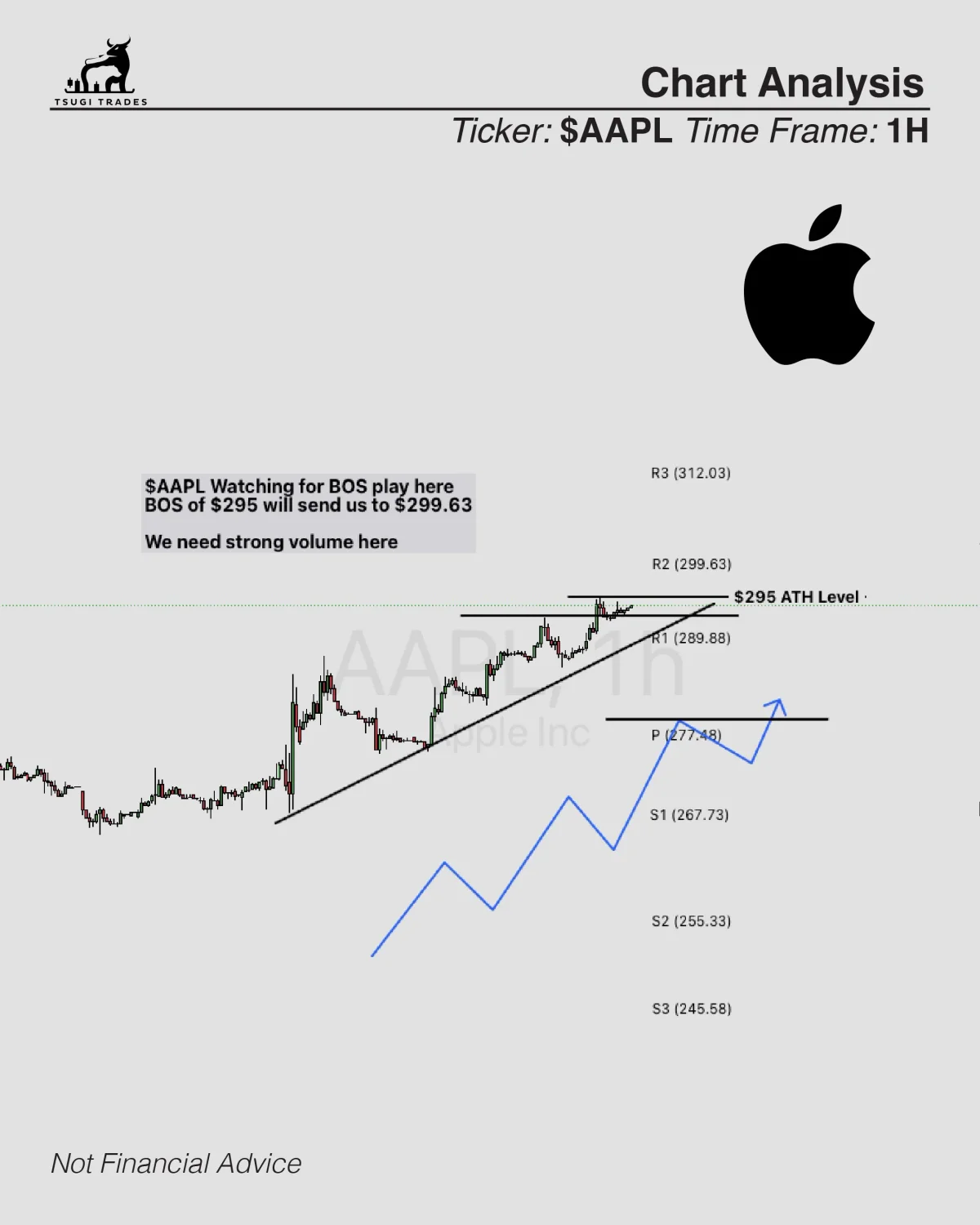 Apple Near $295 ATH, Bullish Setup Targets $400
