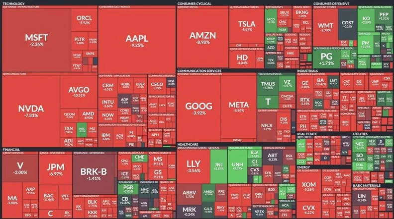 U.S. Stocks Plunge Following Liberation Day Tariffs