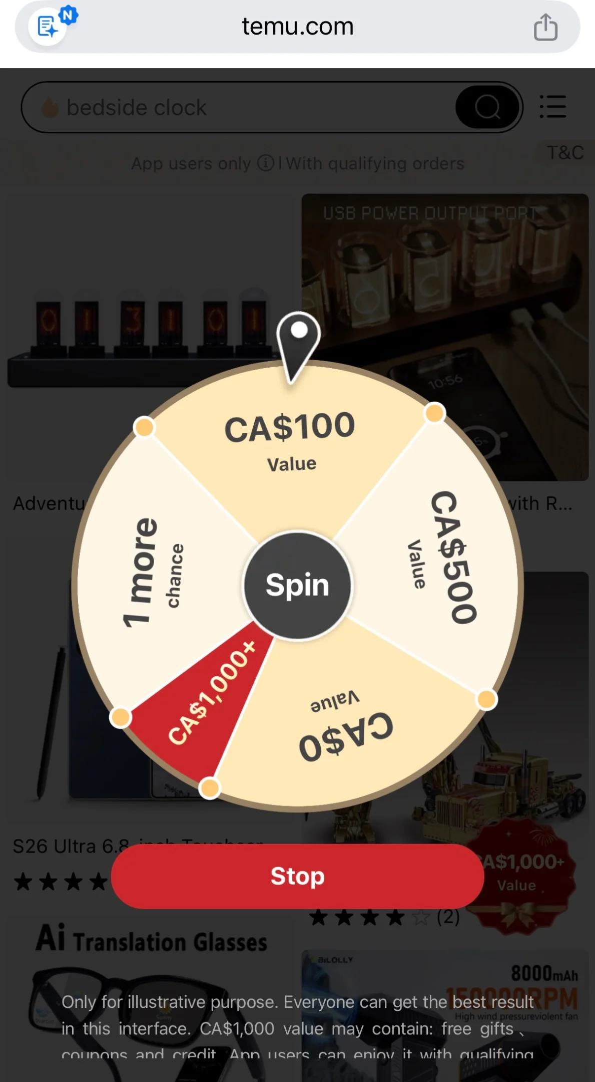 Mandatory Spinning Wheel Ruins Temu's Checkout Experience