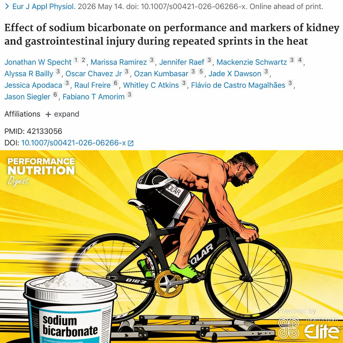 Bicarbonate Boosts Heat Sprint Power, No Side Effects