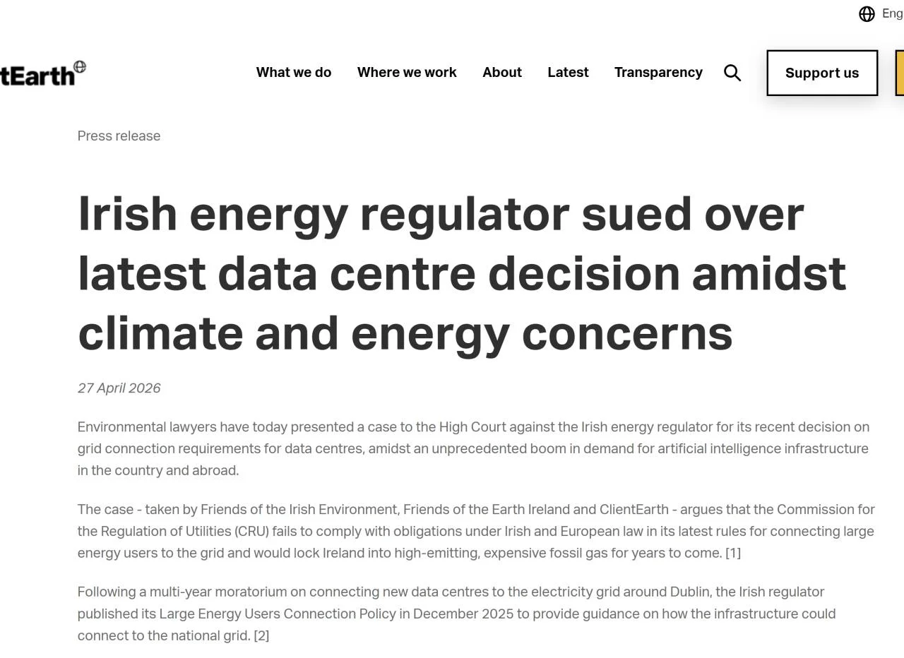 Ireland Locks in Gas for Data Centres, Worsening Climate