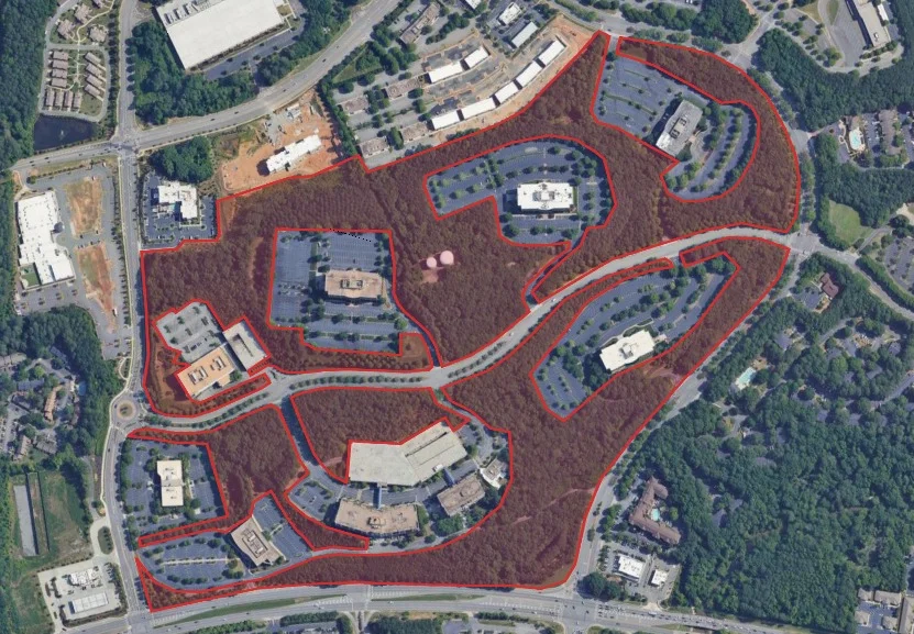 Office Parks Waste Land: 1.8 Sq Mi per 850k Sq Ft