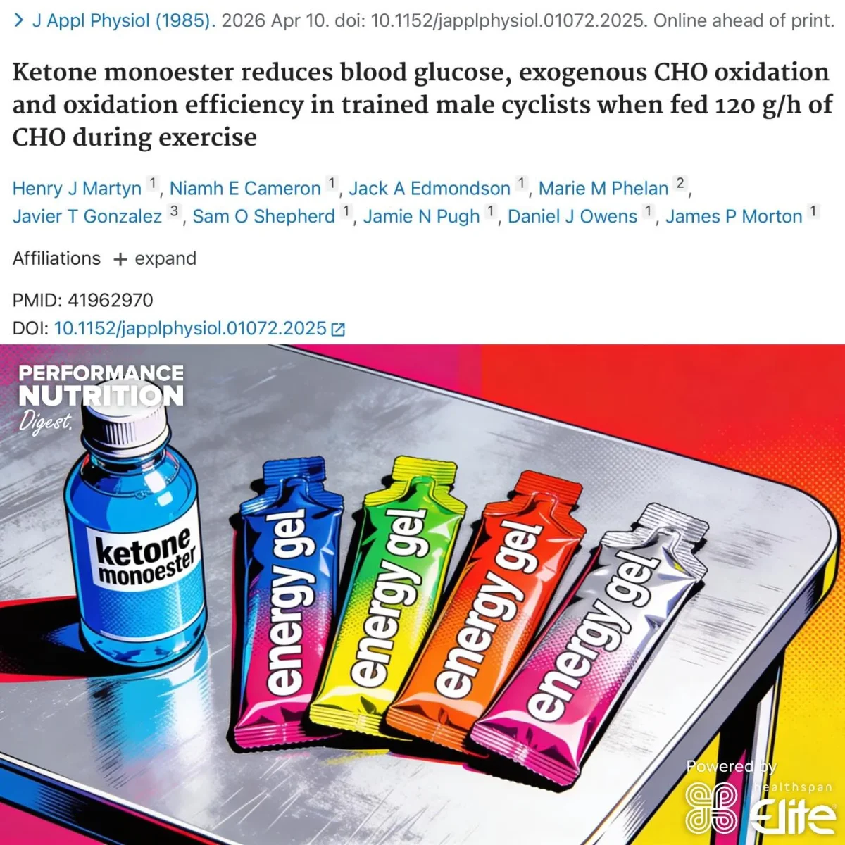 Ketone Ester Adds No Benefit to 120 G/Hr Carbs