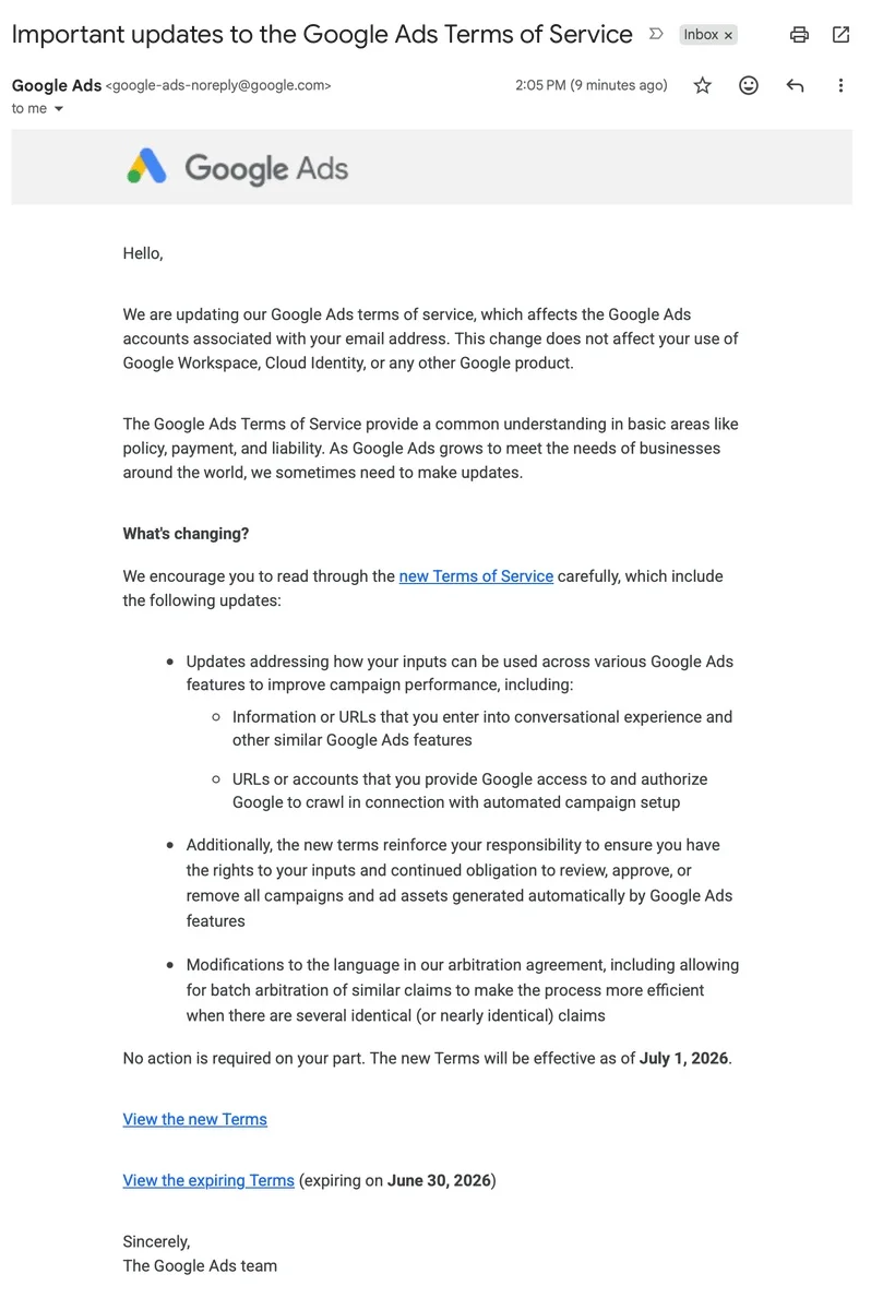 Google Ads TOS Updated After 8 Years, Adds AI