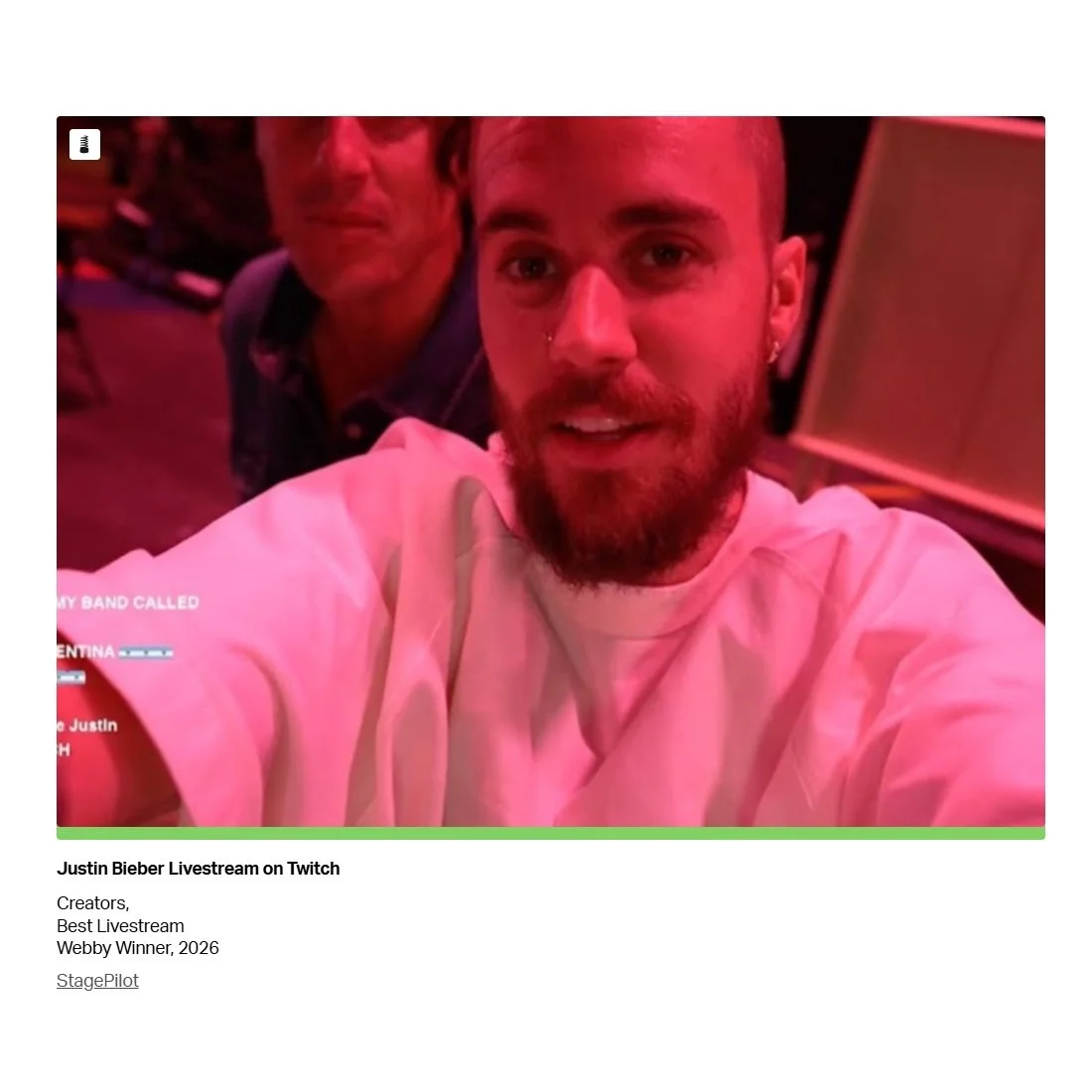 Webby Livestream Creator Award Misattributed to Bieber