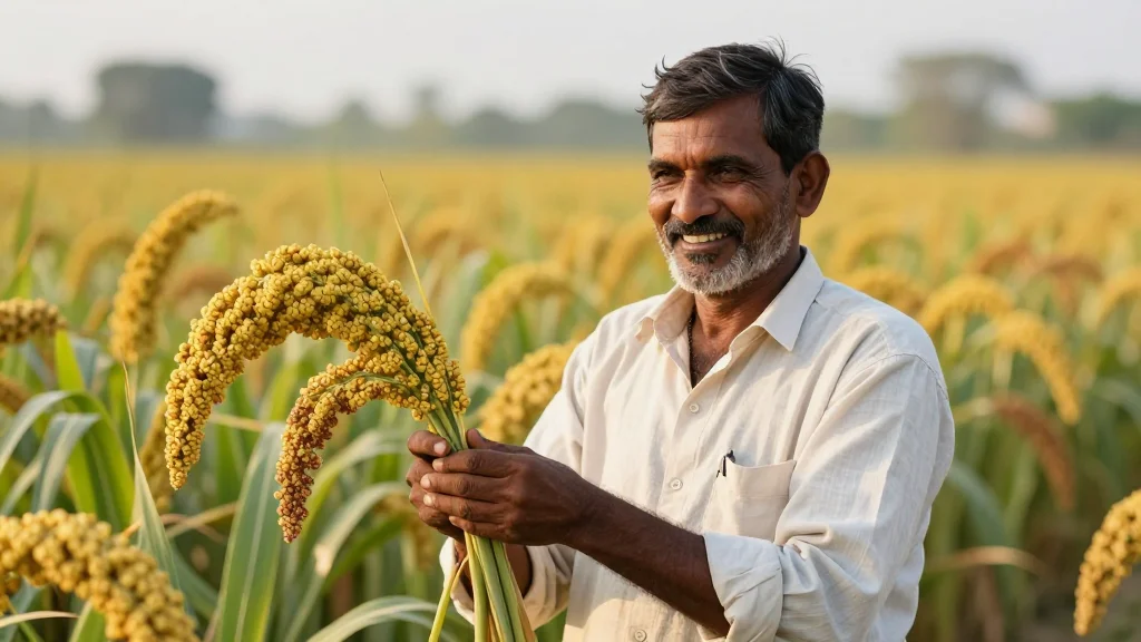 DG ICAR Jat Felicitates Progressive Millet Farmer K Chikkana at ICAR-IIMR