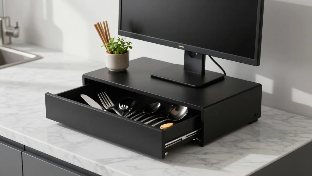 I Turned an IKEA Computer Monitor Stand Into the Cutest Kitchen Countertop Organizer