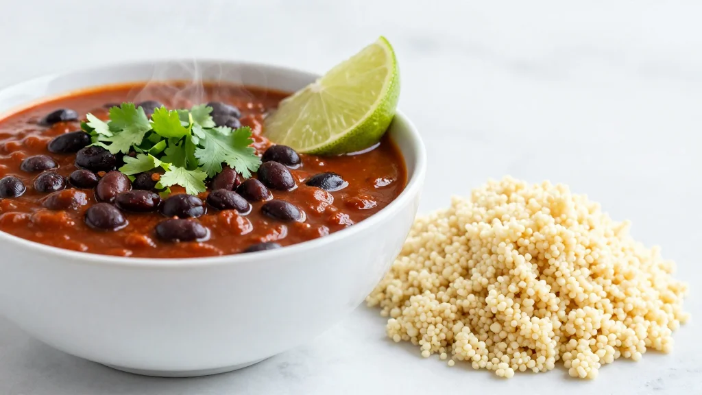 Quick Black Bean Chili Over Lime Couscous