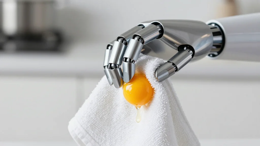 Robot Hand Mimics Human Habit, Wiping Egg Clean