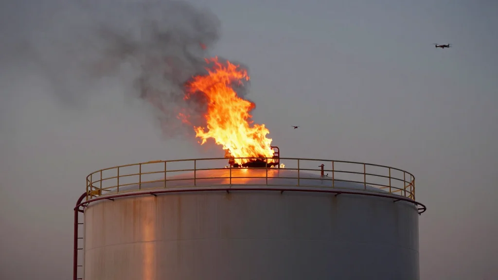 Drone Strike Sparks Typical Oil Tank Blaze, Not Apocalypse