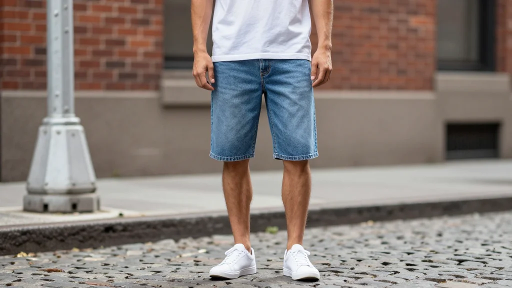 LES Flooded with Calf‑length Jean Shorts