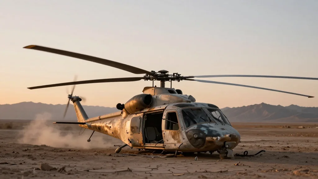 Little Bird Helicopter Burned at Iranian Forward Landing Site