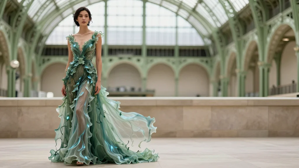 Eugène Riconneaus Debuts Scalable Seaweed‑Fiber Couture Dress at Grand Palais