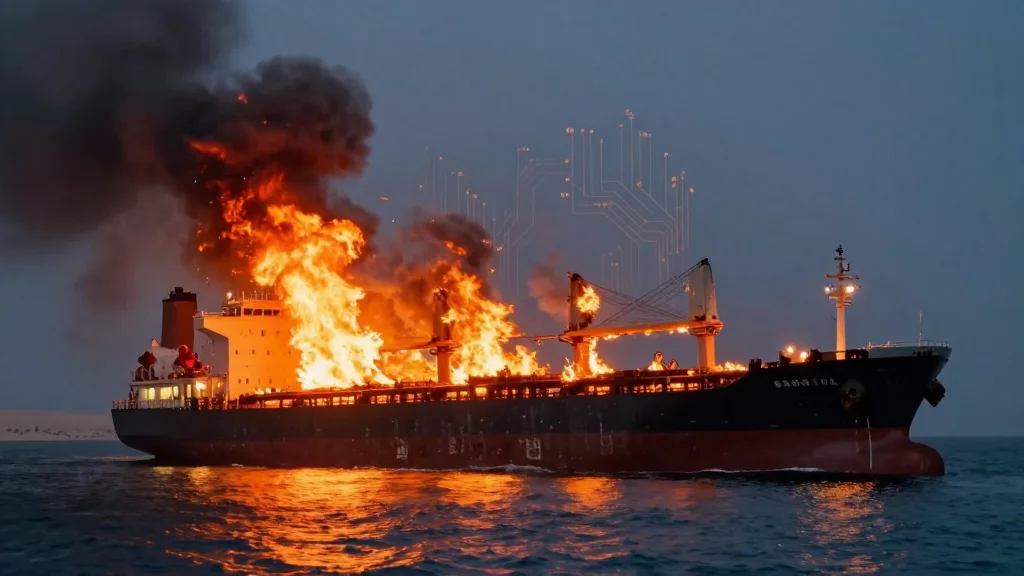 Qatar Coast Ship Burns After Unknown Projectile Hit