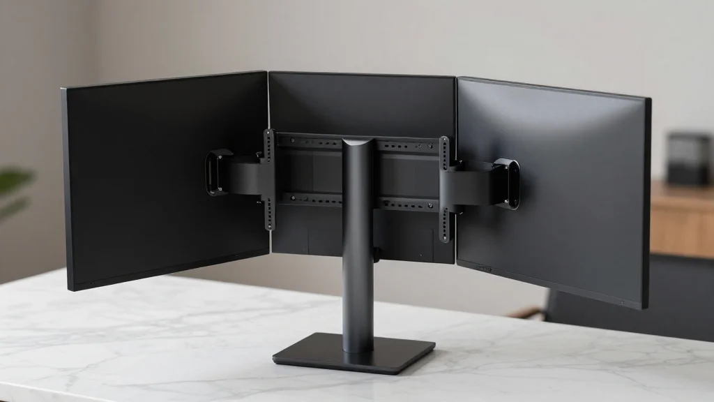 Compact Triple‑Monitor Setup for Small Desks
