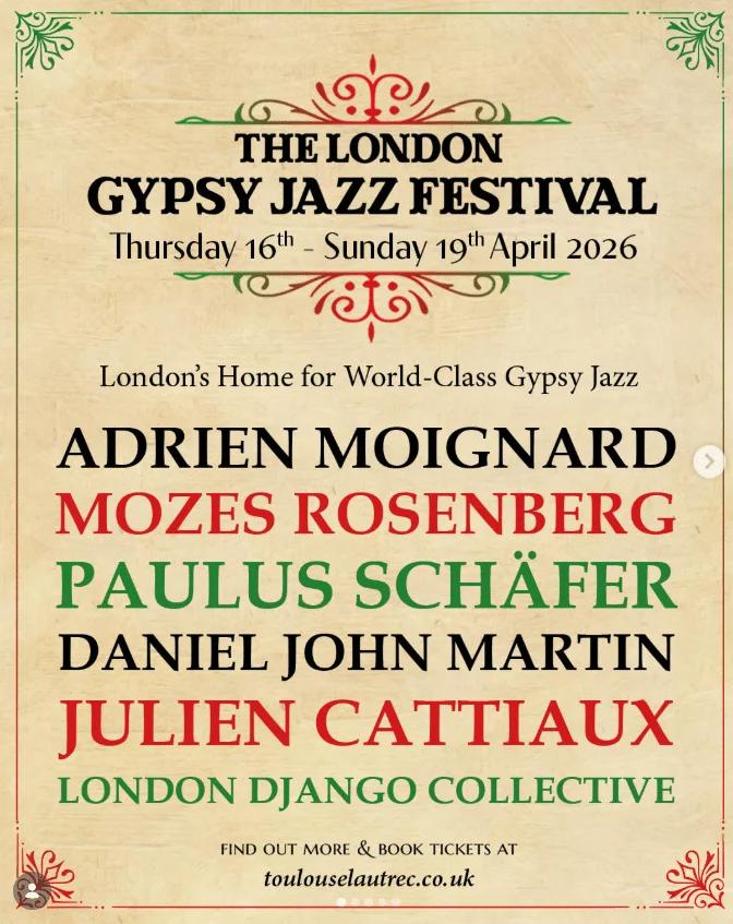 London Gypsy Jazz Festival 2026 at Toulouse Lautrec
