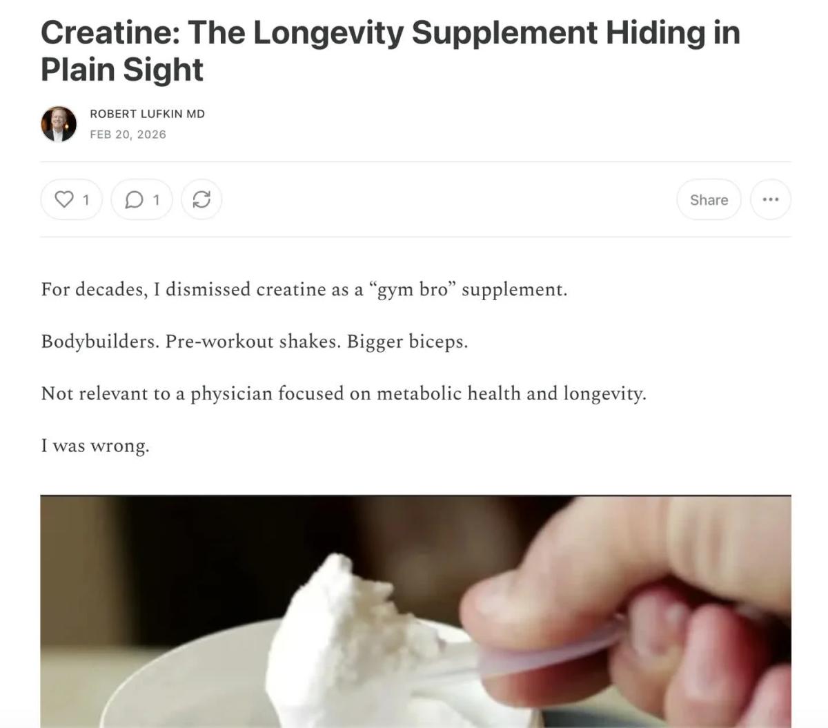 Creatine: Unexpected Longevity Boost Beyond the Gym