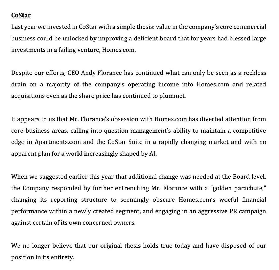 Dan Loeb Dumps CSGP, Citing Reckless CEO Spending