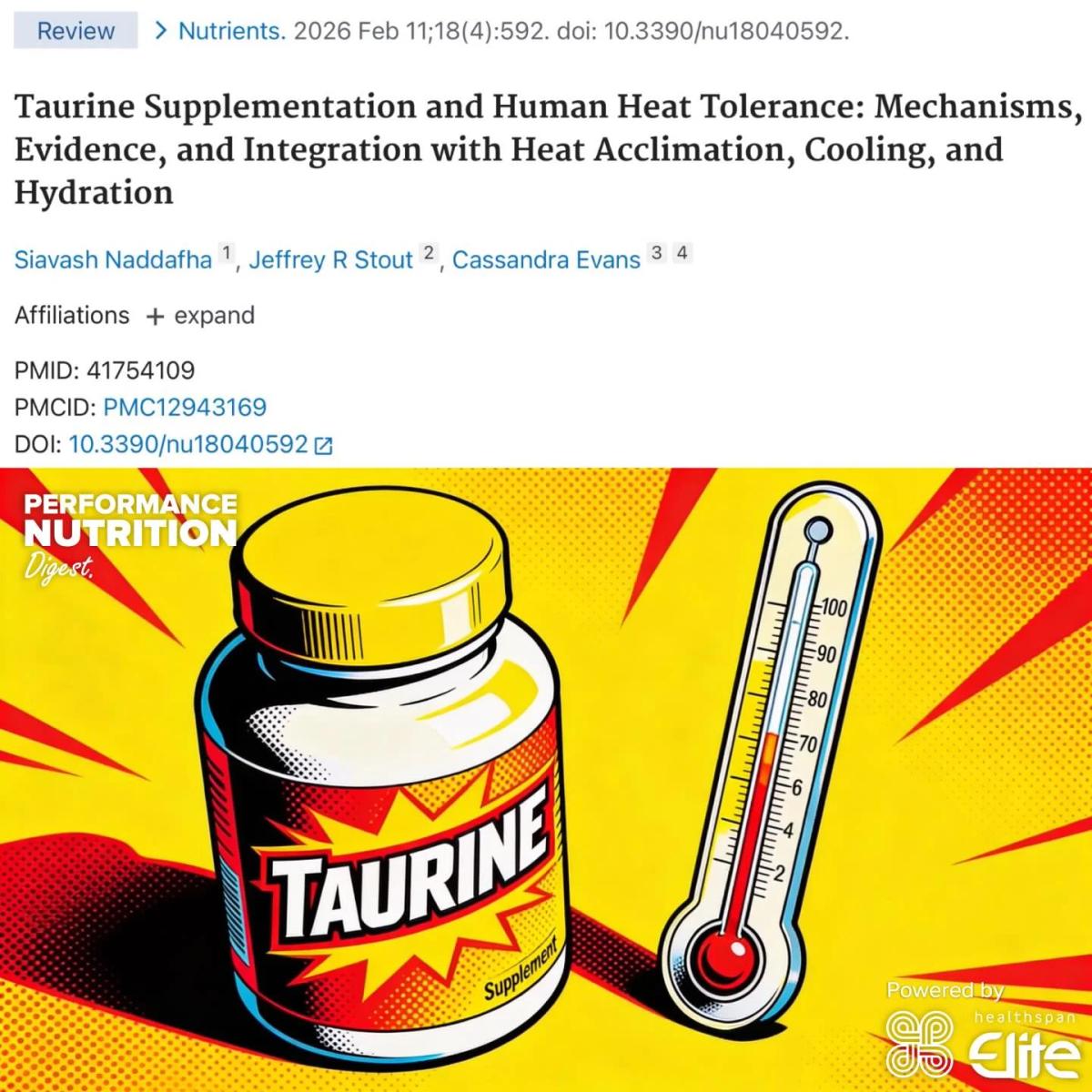 Taurine Boosts Sweat Rate, Enhances Heat Tolerance