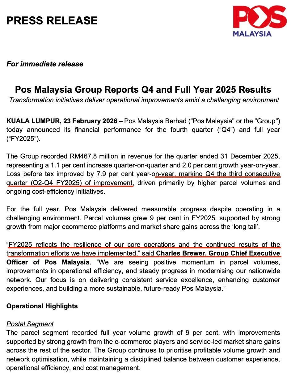 POS Malaysia Teeters on Insolvency After Nine Years Loss
