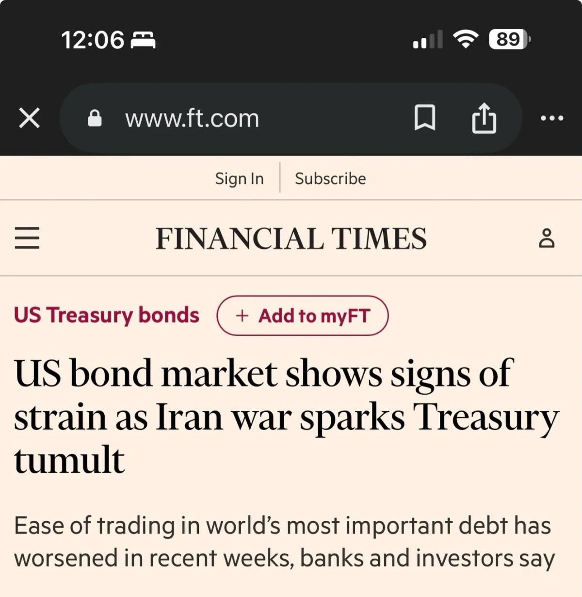 Middle East Turmoil Strains $30tn US Treasury Market