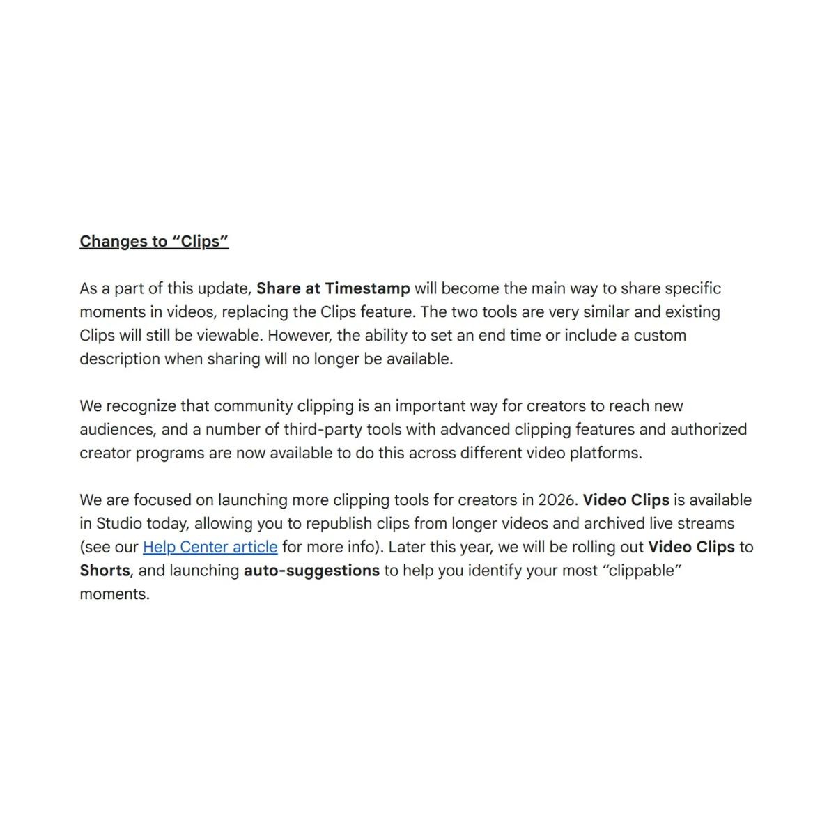 YouTube Replaces Clips with Timestamp Sharing, Adds Shorts Tool