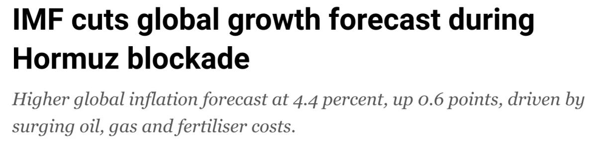 IMF Slashes Growth Outlook to 3.1% Amid Hormuz Blockade