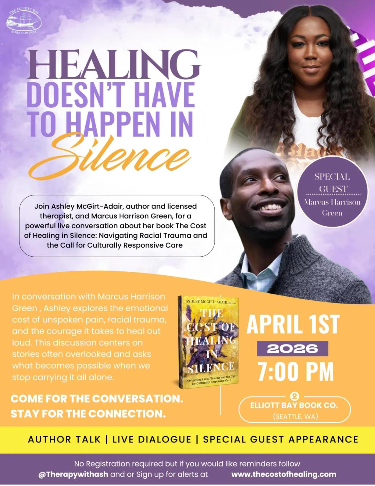 Seattle Launch: Join Healing Community Tonight at Elliott Bay