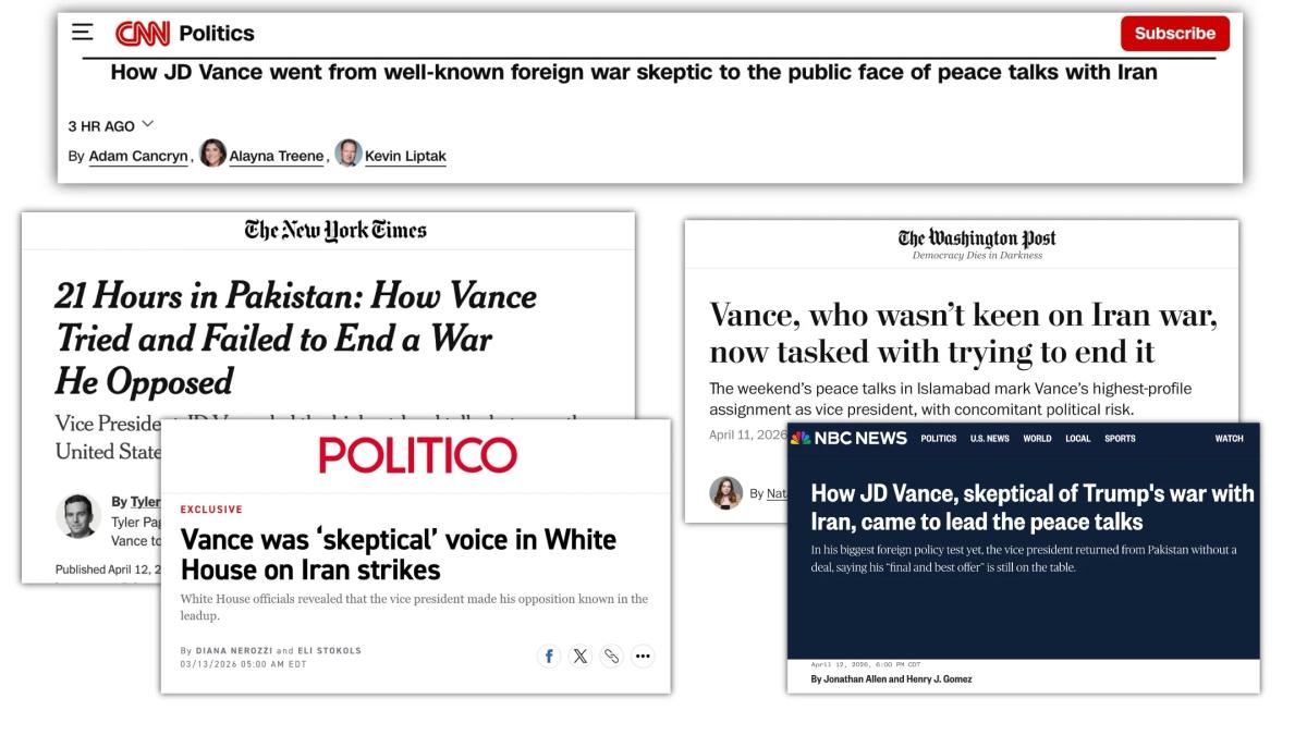 Media Pushes JD Vance as Iran War Skeptic