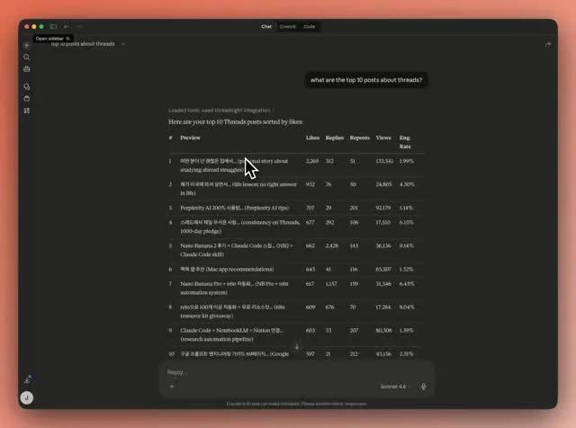 Chat with Claude Using Your Threads Data